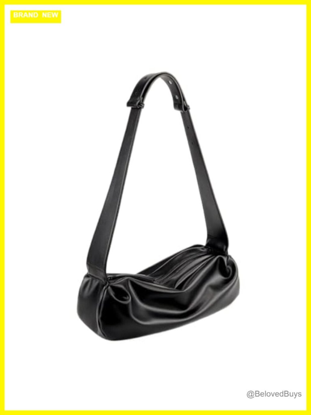 Faux Leather Crescent Crossbody Bag Adjustable Strap Slouchy Shoulder Purse